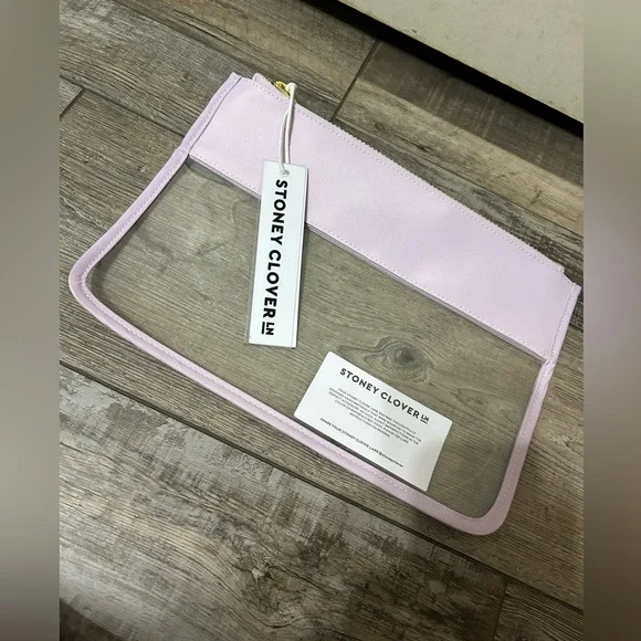 NWT Stoney Clover Lane Classic Clear Lilac purple Flat Pouch - Picture 3 of 5